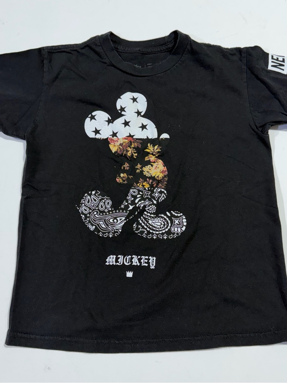 Neff  Disney Mickey Black Graphic Tee with White Print